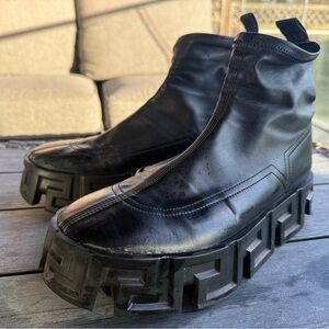 Versace Black Men's Boots with Chunky Sole